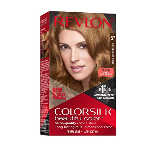 Revlon Colorsilk Beautiful Color Permanent Hair Dye Lightest Golden Brown 57