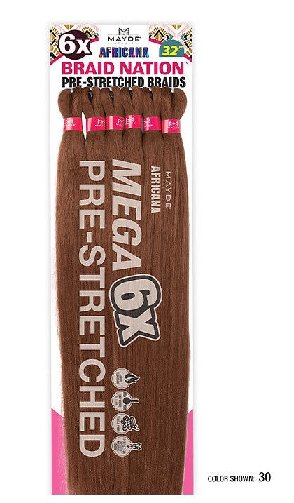 Mayde Beauty Braid Nation Mega Pre-Stretched Braids – 6X 64" Unfolded