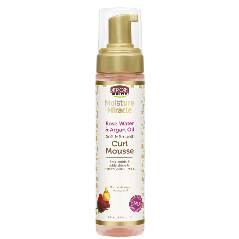 African Pride Moisture Miracle Rose Water & Argan Oil Curl Mousse – 8.5 fl oz