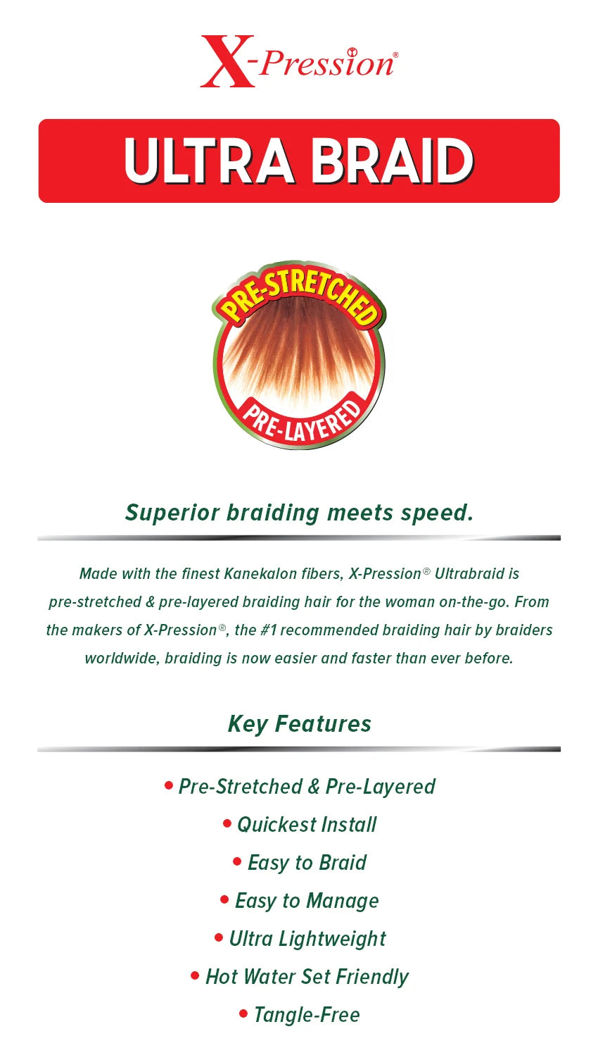 X-PRESSION BRAID-PRE STRETCHED BRAID 52 3X