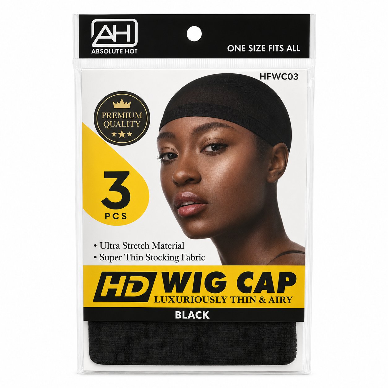 Absolute Hot HD Wig Cap 3-Piece – Black HFWC03