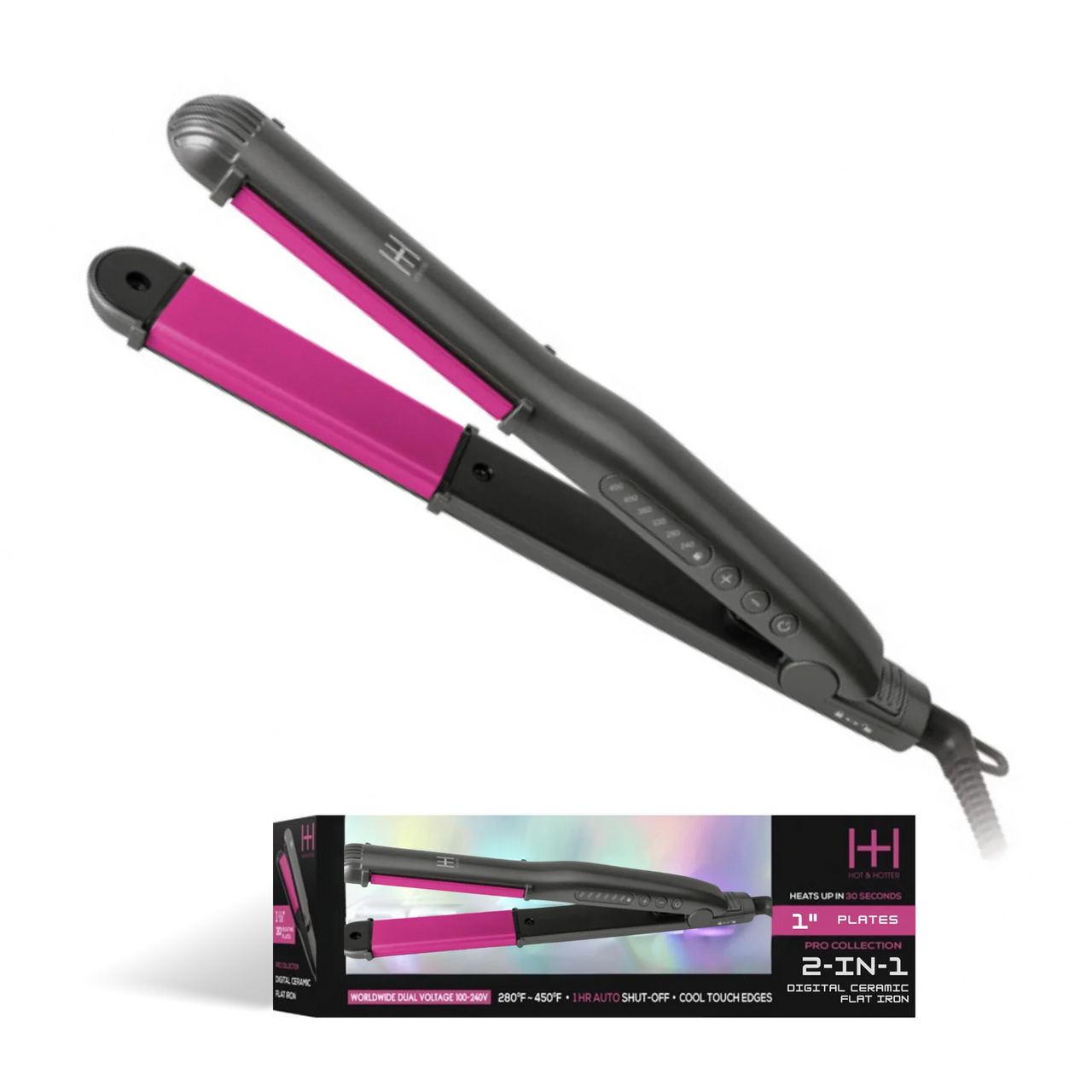 Hot & Hotter Pro Collection 1" 2-in-1 Digital Ceramic Flat Iron - ANNS BEAUTY SUPPLY