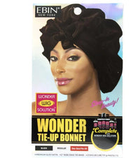 EBIN Wonder Tie Up Bonnet Regular Black WWTB01 - ANNS BEAUTY SUPPLY