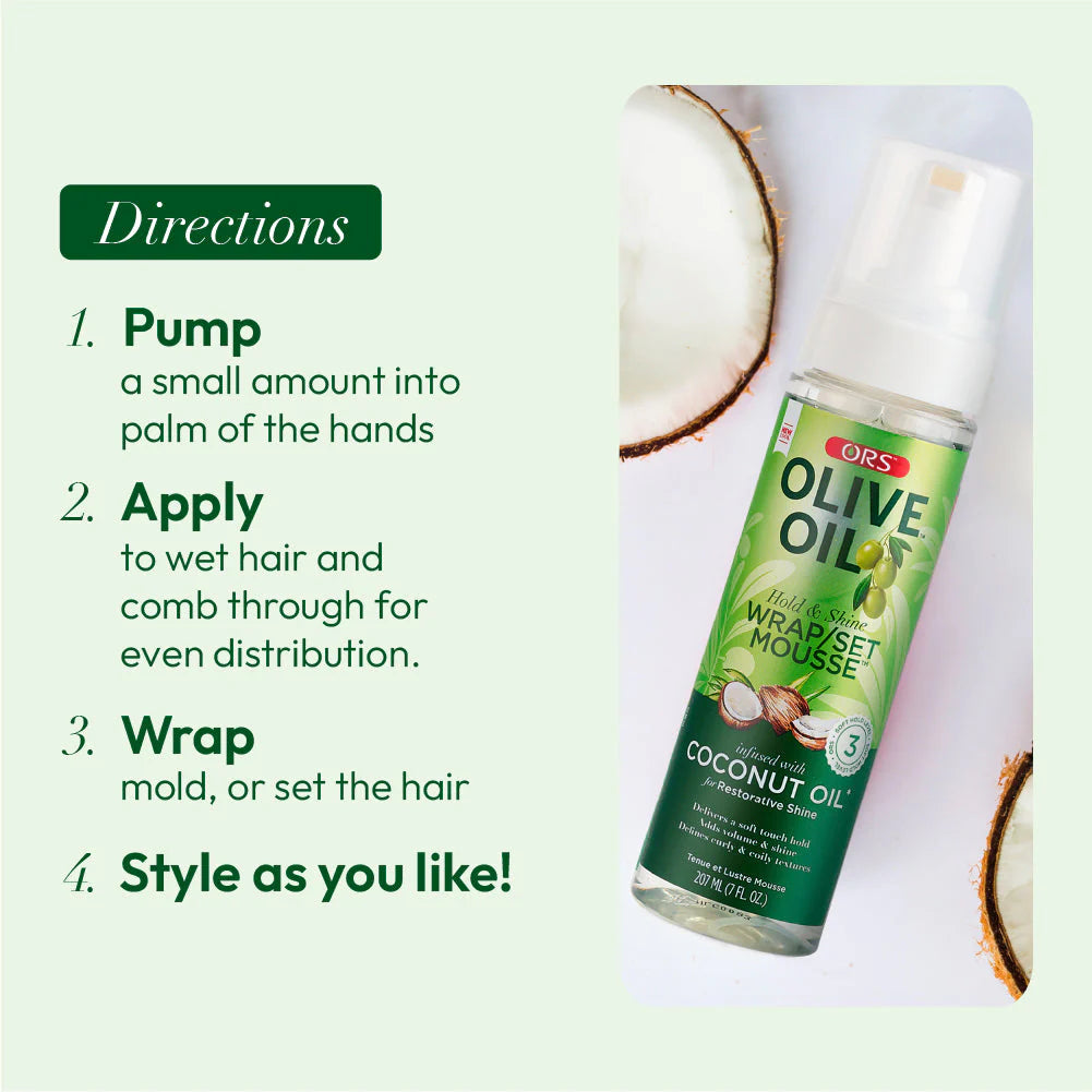 ORS Olive Oil Hold & Shine Wrap/Set Mousse 207 ml (7 FL. OZ.)