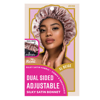 Ms. Remi Dual Sided Adjustable Silky Satin Bonnet XL Beige #3706 - ANNS BEAUTY SUPPLY