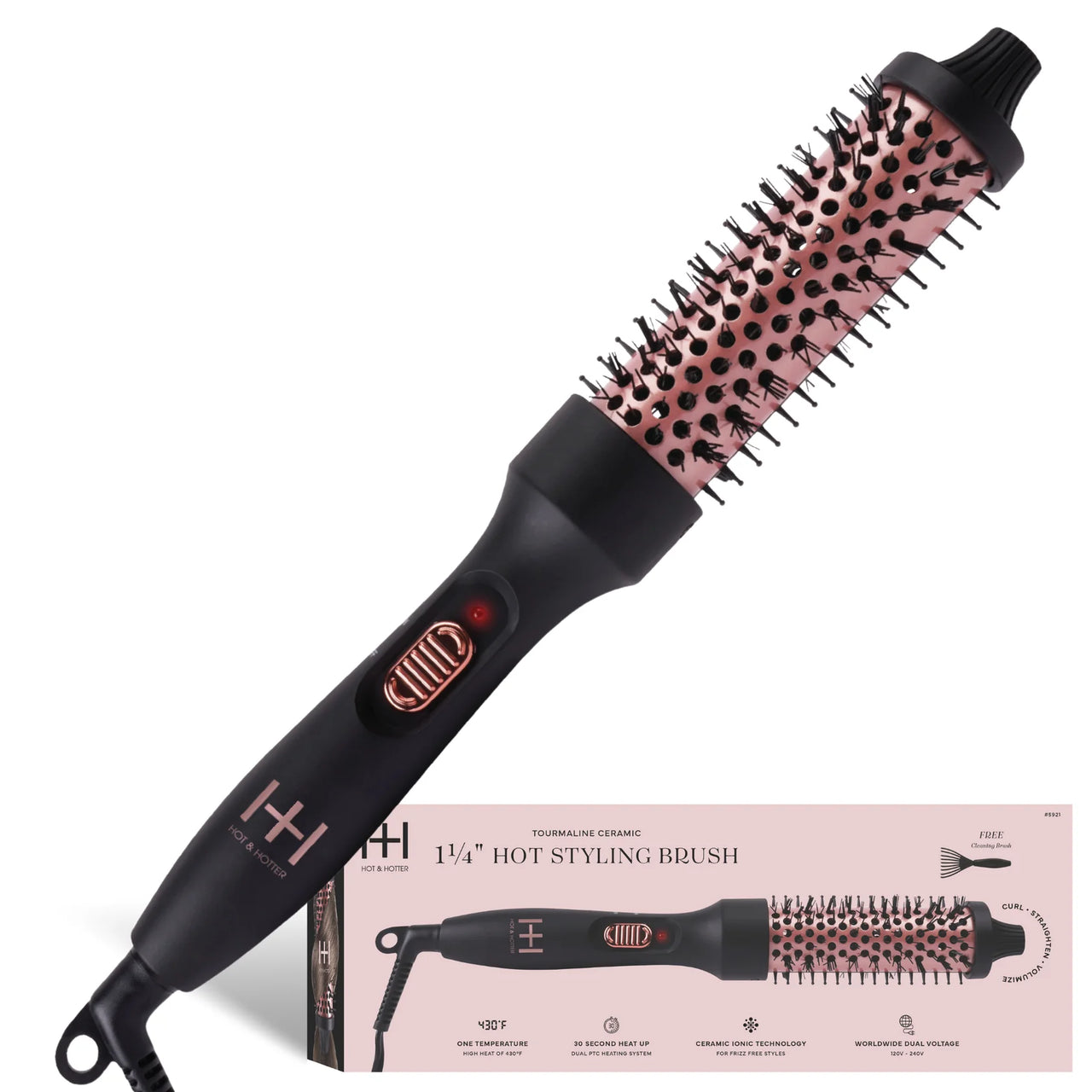 Hot and Hotter 1 1 4 Inch Hot Styling Brush Tourmaline Ceramic 5921 - ANNS BEAUTY SUPPLY