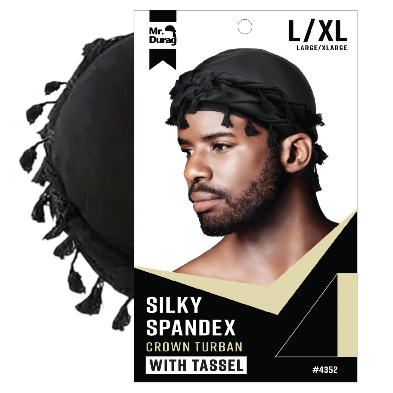 Mr Durag Silky Spandex Crown Turban With Tassel L XL 4352 - ANNS BEAUTY SUPPLY