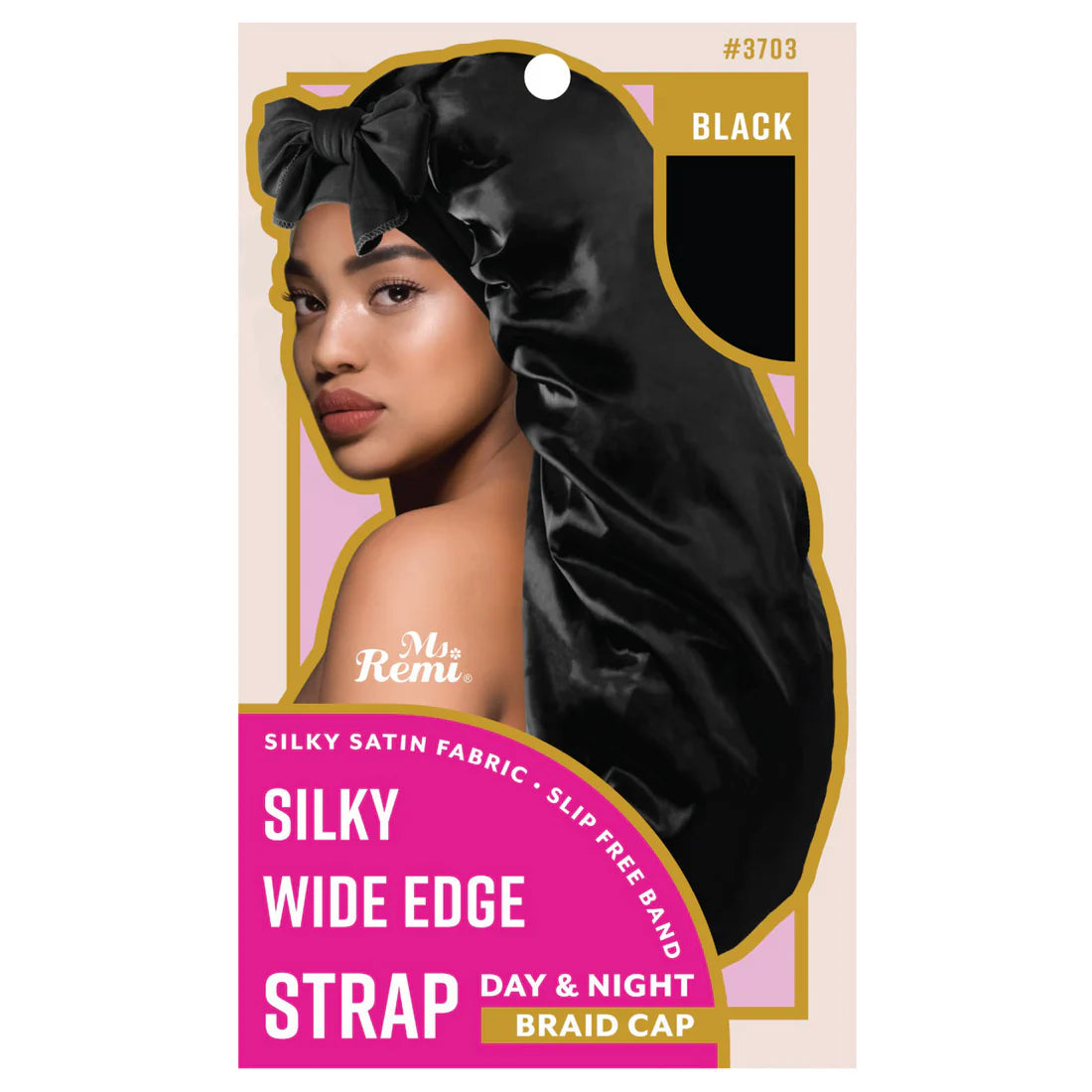 Ms. Remi Silky Wide Edge Strap Day & Night Braid Cap – Black (#3703)