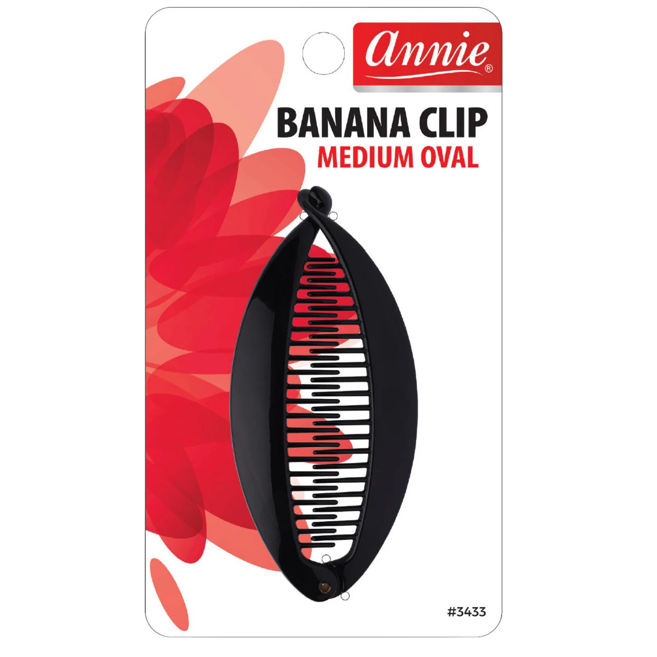 Annie Banana Clip Medium Oval Black #3433