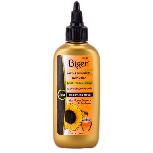 Bigen Semi-Permanent Hair Color With Honey, Beeswax & Sunflower 3.0 Fl Oz AB3 Medium Ash Brown