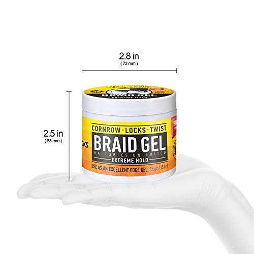 Hairobics Unlimited Braid Gel – Extreme Hold for Cornrows, Locks & Twists, 5 fl oz - ANNS BEAUTY SUPPLY