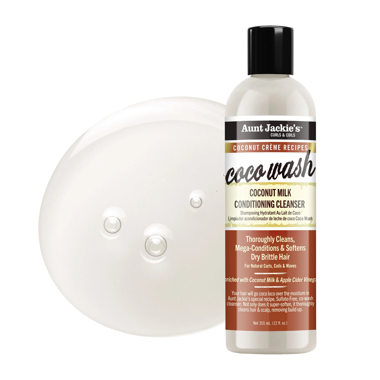 Aunt Jackie's Curls & Coils Coconut Crème Recipes Coco Wash 355 mL / 12 Fl. Oz.