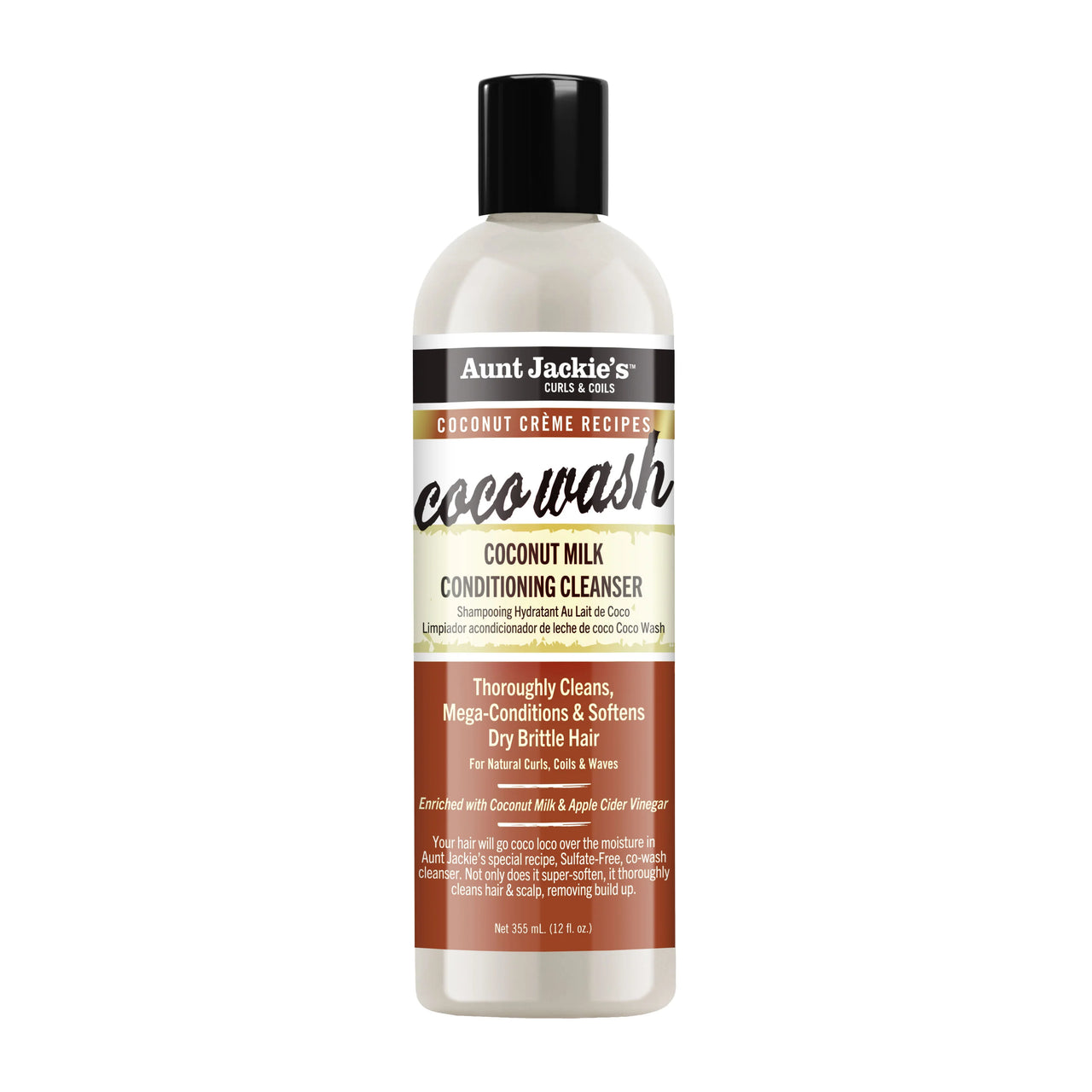 Aunt Jackie's Curls & Coils Coconut Crème Recipes Coco Wash 355 mL / 12 Fl. Oz.