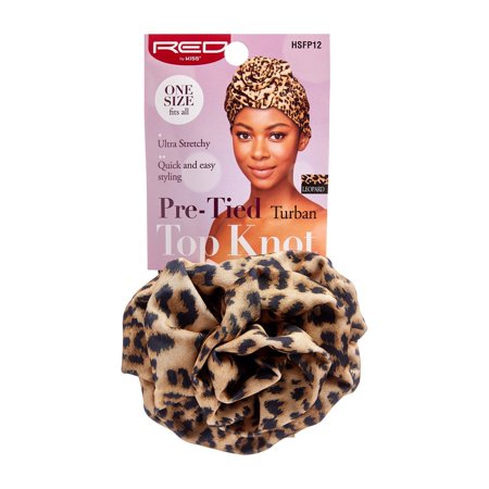 RED by Kiss Pre-Tied Turban Top Knot – Leopard Print (HSFP12) - ANNS BEAUTY SUPPLY