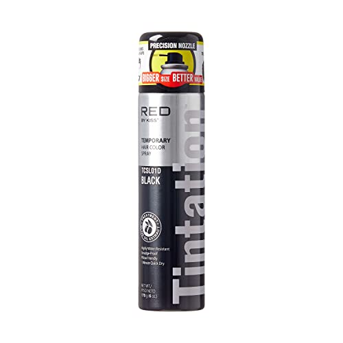 RED by Kiss Tintation Temporary Hair Color Spray TCSL01D – Black – 3.2 oz - ANNS BEAUTY SUPPLY