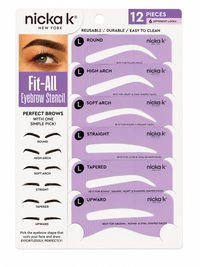Nicka K New York Fit All Eyebrow Stencil Set 12 Pieces Reusable Brow Shaping Kit - ANNS BEAUTY SUPPLY