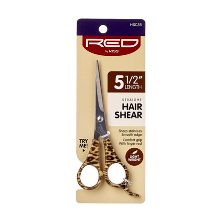 Red by Kiss Straight Hair Shear 5.5" Leopard HSC55 - ANNS BEAUTY SUPPLY