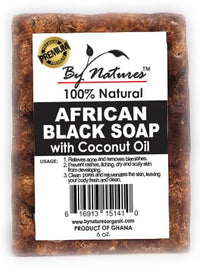 By Natures 100 Percent Natural African Black Soap With Coconut Oil 6 oz - ANNS BEAUTY SUPPLY