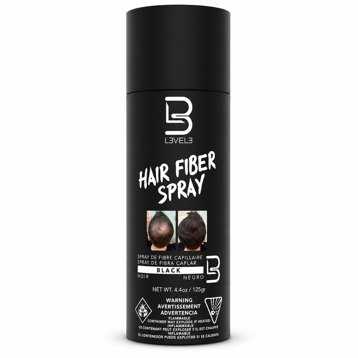 L3VEL3 Hair Fiber Spray Black – 4.4 oz