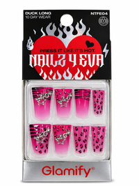 Glamify Nails 4 Eva Duck Long Press On Nails Pink Leopard Charm NTFE04 - ANNS BEAUTY SUPPLY