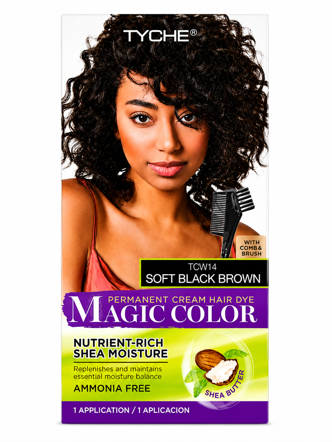 Tyche Magic Color Permanent Cream Hair Dye Soft Black Brown TCW14