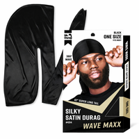 Mr Durag Wave Maxx Silky Satin Durag Black  42 Inch Long Tail 360 Wave Cap 4313 - ANNS BEAUTY SUPPLY