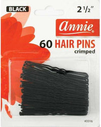 Annie 60 Hair Pins Black 2 1 2 Inch Crimped 3316