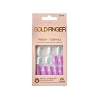 Gold Finger Trendy Ready-to-Wear Gel Toenails – Purple & Chunky Glitter (GDT04)