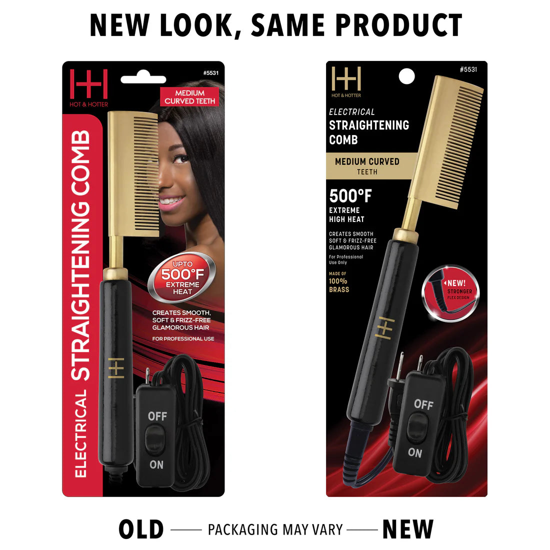 Hot & Hotter Electrical Straightening Comb Medium Curved Teeth #5531 - ANNS BEAUTY SUPPLY