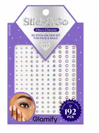 Glamify Stick & Go Disco Chrome 3D Stick On Gem Set 192 Pieces Face and Nails - ANNS BEAUTY SUPPLY