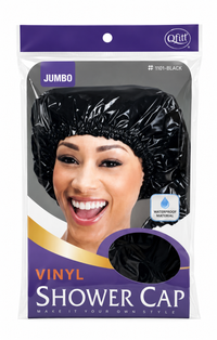 Qfitt Jumbo Vinyl Shower Cap Black #198 - ANNS BEAUTY SUPPLY