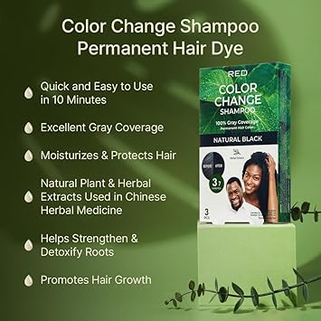 RED Color Change Shampoo Permanent Hair Color (Natural Black) - ANNS BEAUTY SUPPLY