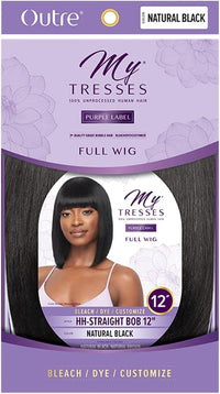 MyTresses Purple Label 100% Human Hair Full Wig HH-Straight Bob 12