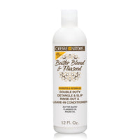 Creme of Nature Butter Blend & Flaxseed Double Duty Detangle & Slip Rinse-Out & Leave-In Conditioner 12 Fl. Oz.
