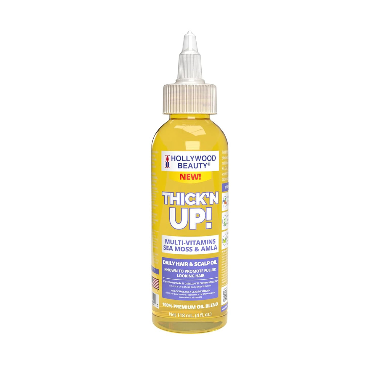 Hollywood Beauty Thick’n Up! Daily Hair & Scalp Oil – Sea Moss, Amla & Multi-Vitamins (4 fl. oz.) - ANNS BEAUTY SUPPLY