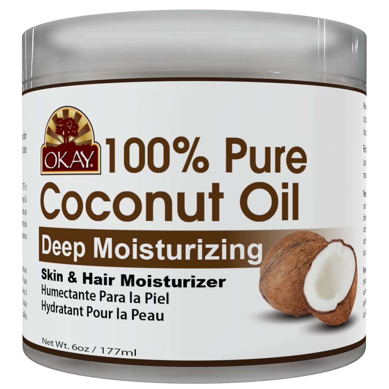 OKAY 100% Pure Coconut Oil – Deep Moisturizing (177 mL / 6 oz)