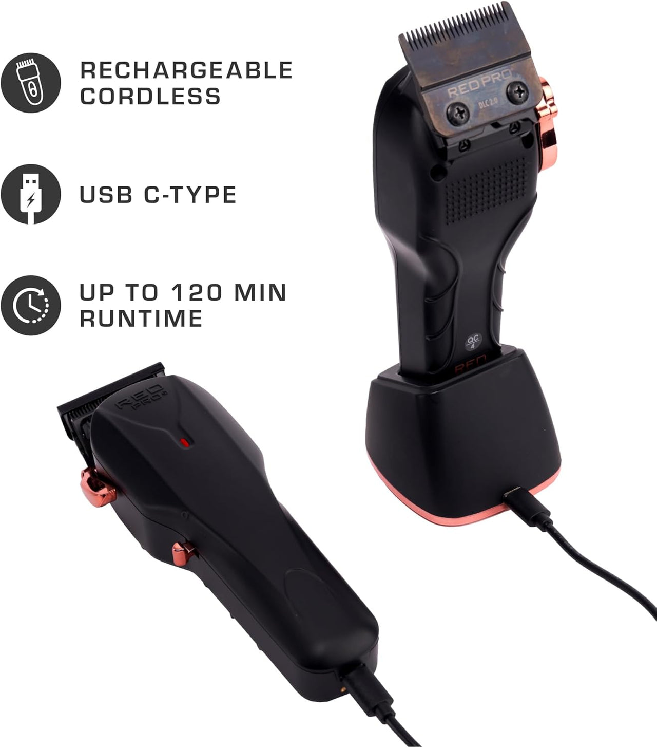 Red Pro Cordless Clipper DLC Blade USB C Charging PCL02 - ANNS BEAUTY SUPPLY