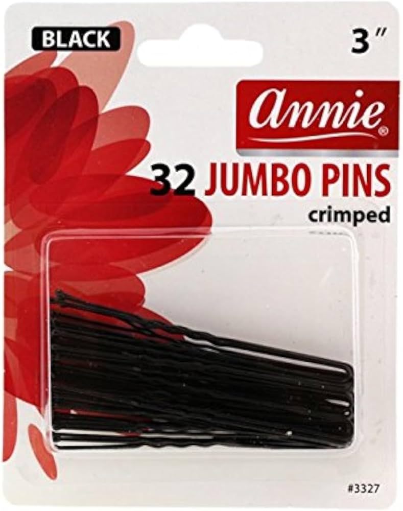 Annie 32 Jumbo Pins Black 3 Inch Crimped 3327