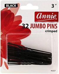 Annie 32 Jumbo Pins Black 3 Inch Crimped 3327