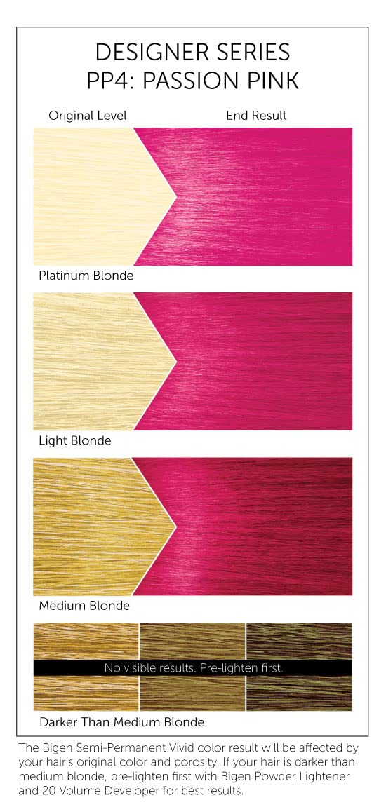 Bigen Designer Series Semi-Permanent Hair Color PP4 Passion Pink 3 FL OZ / 88 mL