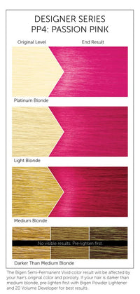 Bigen Designer Series Semi-Permanent Hair Color PP4 Passion Pink 3 FL OZ / 88 mL