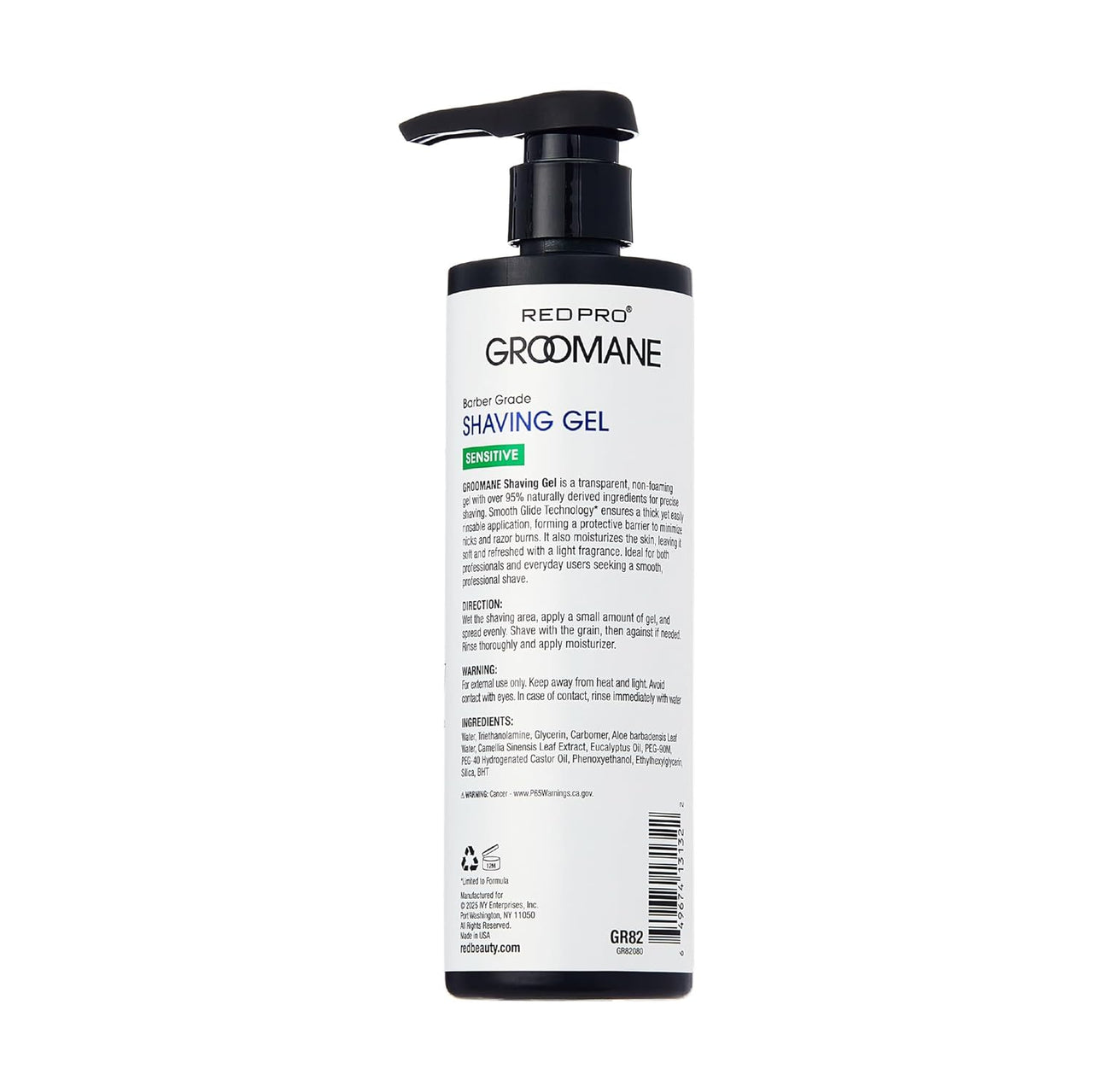 Red Pro Groomane Barber Grade Shaving Gel Sensitive 16.9 fl. oz. - ANNS BEAUTY SUPPLY