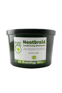 PURE Neatbraid Conditioning Shining Gel – #1 Braiding Gel with Megahold (64 oz / 4 lbs)