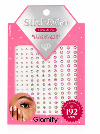 Glamify Stick & Go Pink Aura 3D Stick On Gem Set 192 Pieces Face and Nails - ANNS BEAUTY SUPPLY