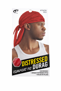 Titan Distressed Comfort Fit Durag Red #11474 - ANNS BEAUTY SUPPLY