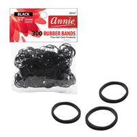 Annie Rubber Bands Black 1/2 Inch 300 Count 3147 - ANNS BEAUTY SUPPLY