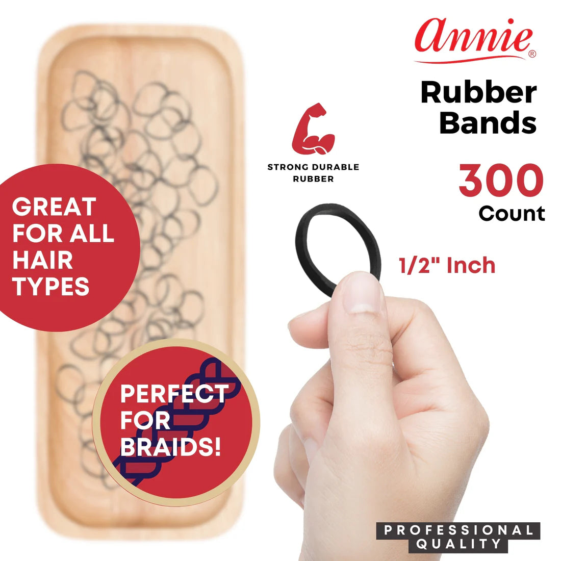 Annie Black Rubber Bands – 1/2" Diameter (#3147)