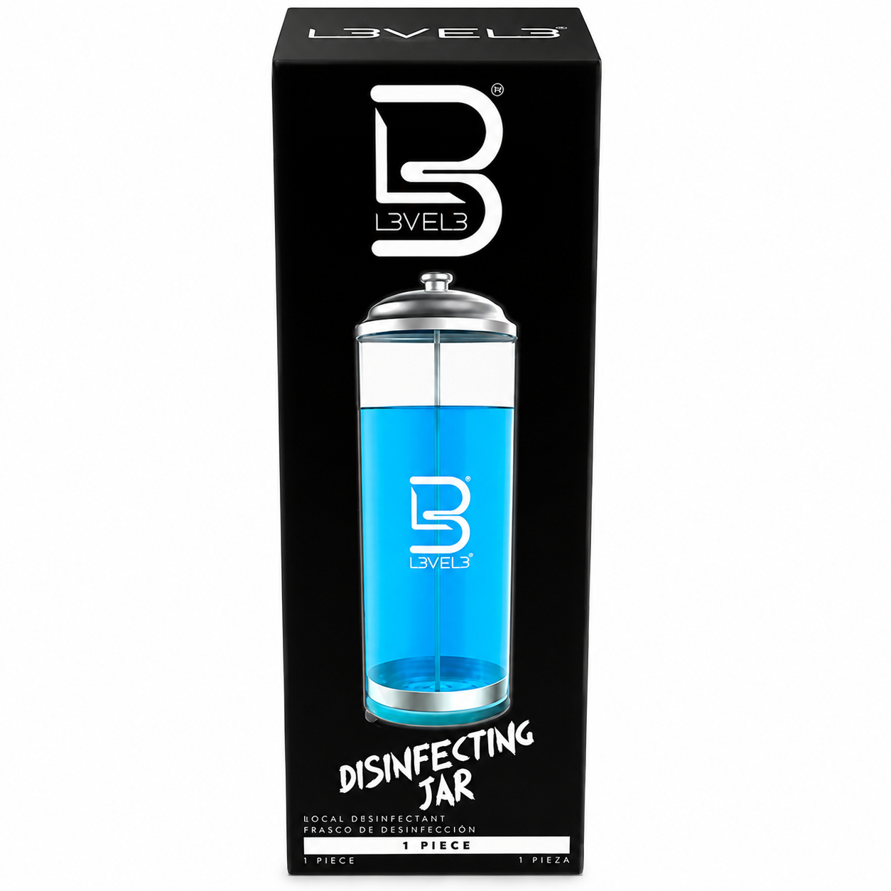 L3VEL3 Disinfecting Jar for Barber and Salon Tools – 1 Piece