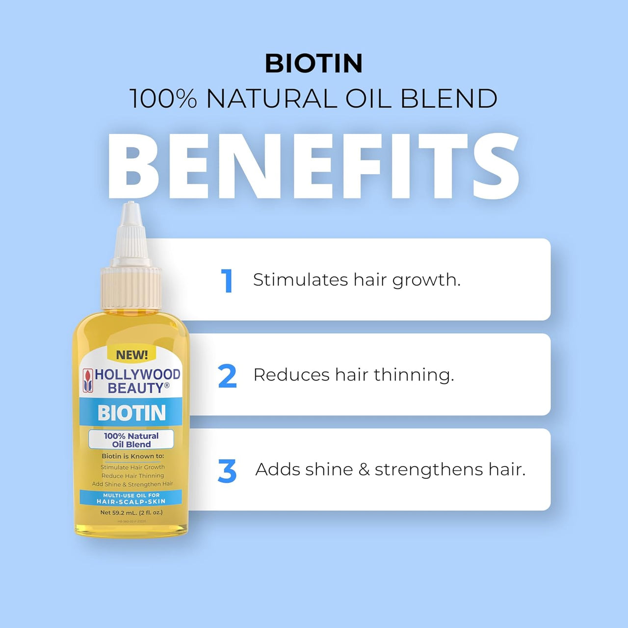 Hollywood Beauty Biotin 100% Natural Oil Blend 2 Oz - ANNS BEAUTY SUPPLY