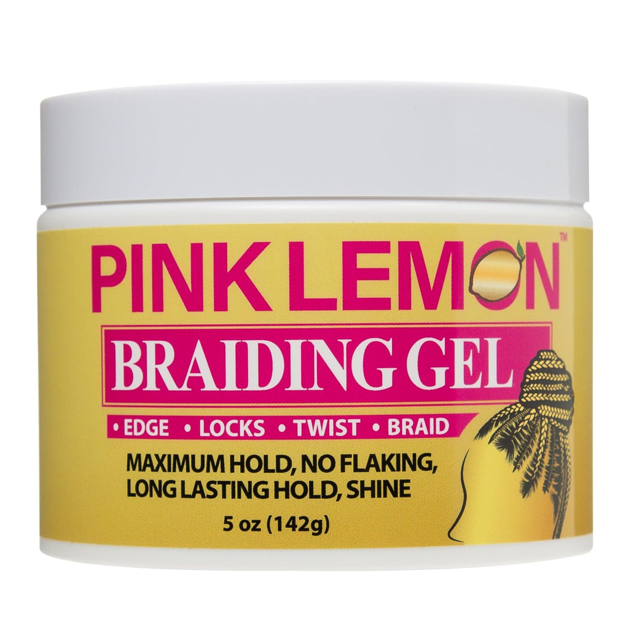 Pink Lemon Braiding Gel – Maximum Hold for Edges, Locks, Twists & Braids (5 oz / 142g)